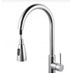 Round Chrome Pull Out Shower Kitchen Sink Mixer Tap